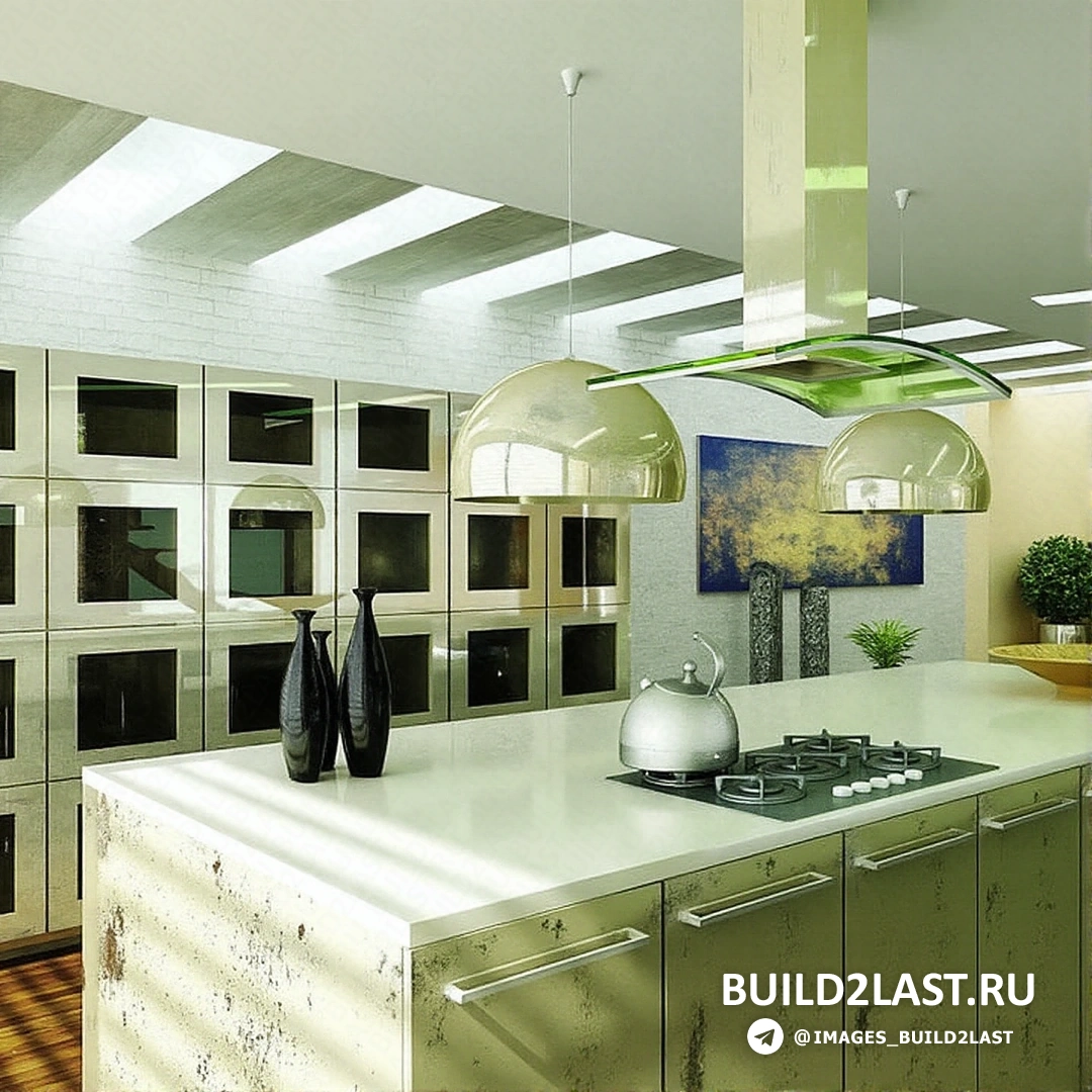 Минималистичная кухня с серыми и бежевыми оттенками, барный стул и стильный кухонный остров