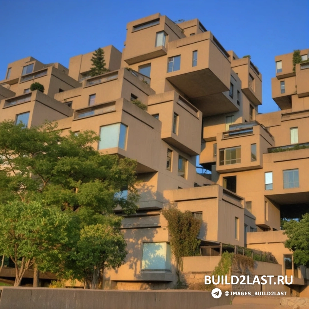 Вид изнутри одного из квартир в Habitat 67, с видом на Монреаль и реку Святого Лаврентия